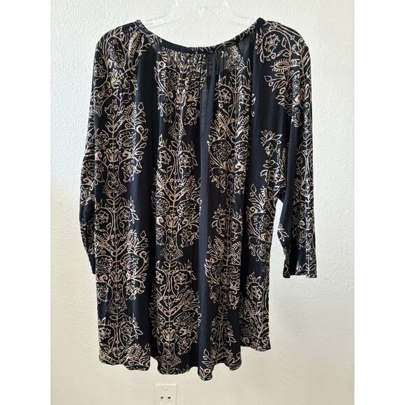 Lucky Brand Top Blouse Plus Size 3X Black / Tan Boho - Picture 4 of 4